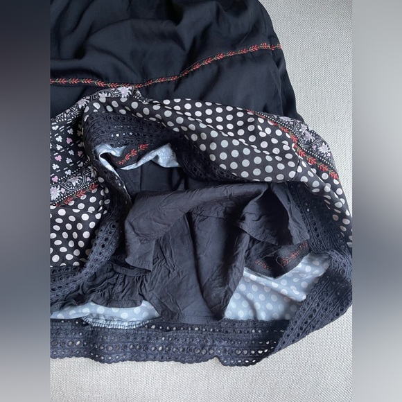 DRA Los Angeles Nash Patterned Lined Maxi Peasant Dress In Black Size XS - Picture 13 of 15